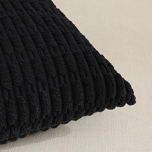 Fancy Homi 4 Packs Decorative Throw Pillow Covers for Living Room Couch Bed, Modern Farmhouse Boho Home Décor Accent Cushion Case, 16" x 16", Black