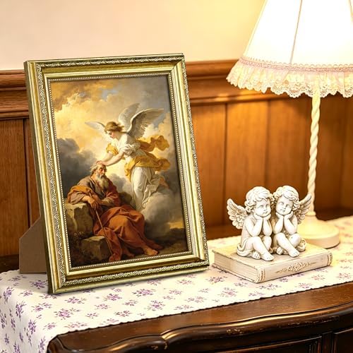 upsimples Vintage 8.5 by 11 Picture Frame, Antique Gold Frames, 2 Pack