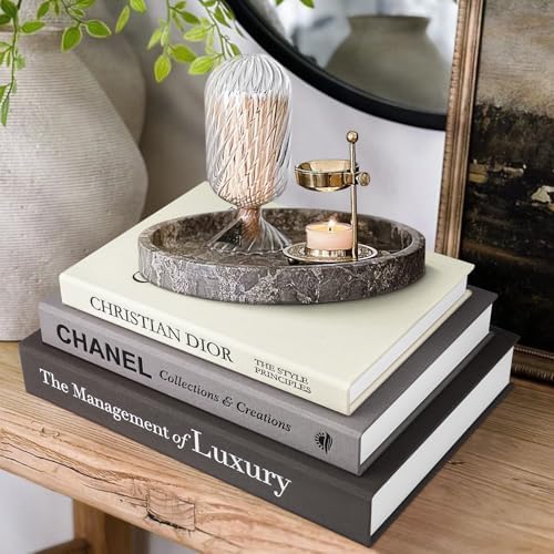 1DOT2 Decorative Books Set of 3, Black-Gray-Beige-Luxury