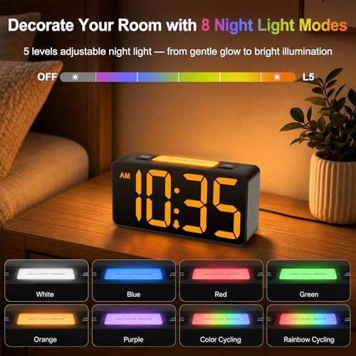 DreamSky Small Digital Alarm Clock with Night Light for Kids Bedroom