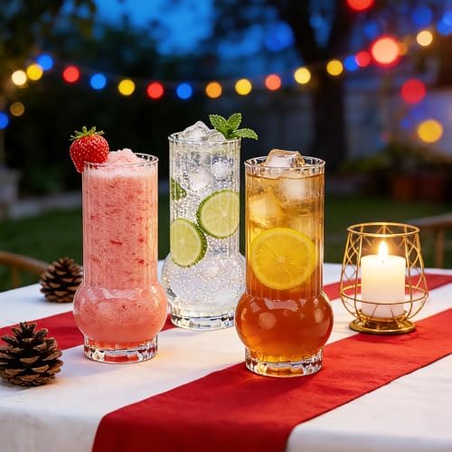 6.5Inch Drinking Glasses for Home Decor,12pcs Fluted Glass Vase Set | Ribbed Cylinder Glass Vases for Wedding Centerpiece, Modern Clear Glass Glass Tumbler Set for Living Room, Dining & Event