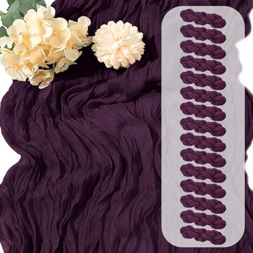 15 Pack Dark Purple Cheesecloth Table Runner 17 x 108 inch Cheese Cloth Table Runners 9ft Blue Table Runner Rustic Romantic Sheer Gauze Runner for Wedding Party Baby Shower Table Decoration