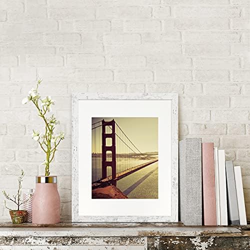 BAIJIALI 8x10 Picture Frame Distressed White Wood Pattern Set of 4 with Tempered Glass,Display Pictures 5x7 with Mat or 8x10 Without Mat, Horizontal and Vertical Formats for Wall and Table Mounting