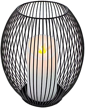 OLEEK Small Outdoor Candle Holders for Patio - Pillar Candle Holder - Black Wire Candle Holder for Table Centerpiece - Iron Lantern Decorative Candles - Farmhouse Decor Fireplace Metal Candle Holders