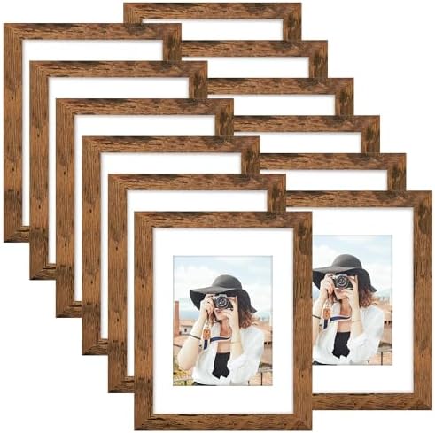 Picrit 8x12 Picture Frame Set of 12, Modern Gallery Wall Frames, Brown