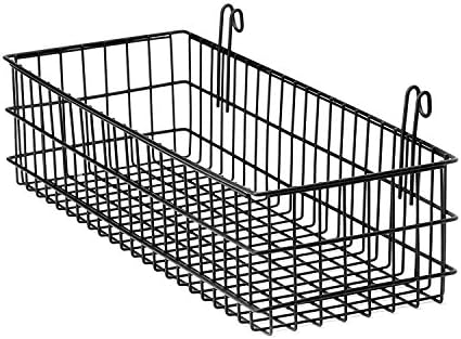 Kaforise Hanging Basket for Wire Wall Grid Panel, Multi-Function Wall Storage and Display Basket, Flower Pots Shelf Balcony Plant Storage Holder, Extra Large Size,15.7"×5.9"×3.9",Black
