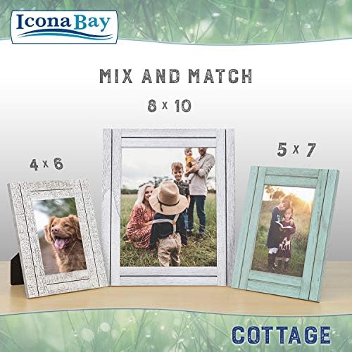Icona Bay 8x10 (20x25 cm) Picture Frames (Farmhouse White, 3 Pack), Rustic Picture Frame Set, Natural Real Wood Frames, Cottage Collection