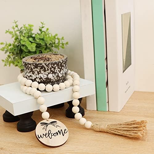 Meplait Welcome Wooden Bead Garland, 38in Decorative Beads Home Decor