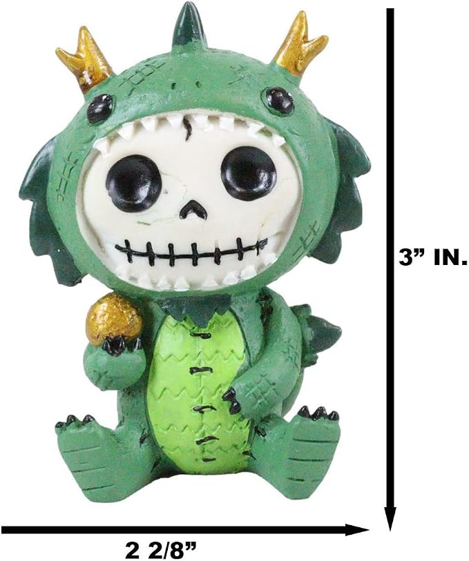 Ebros Furrybones Tatsu Dragon Figurine Small 3.25" Furry Bones Skeleton Monster Collectible Decor Statue Gothic DOD Fantasy Dragons Drakes Wyrmlings Themed Skulls Skeletons Decorative Sculpture