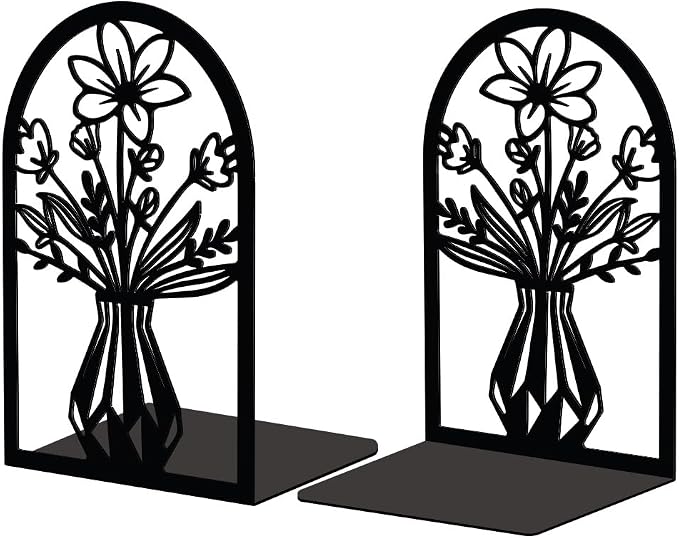 Peacoblue 5.3"x4.3"x7.9" Metal Bookends, Heavy Duty Book Ends for Shelves