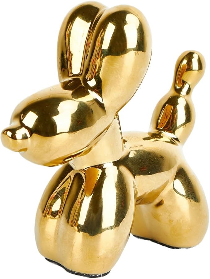 Ceramic Gold Balloon Dog Decor,Balloon Animal Statue(Small)