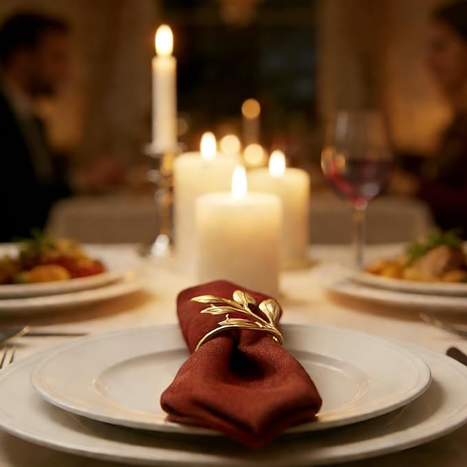 Leaf Napkin Rings Set of 100 Metal Napkin Rings Bulk Table Napkin Ring Suitable for Valentine Thanksgiving Banquets Table Parties and Everyday