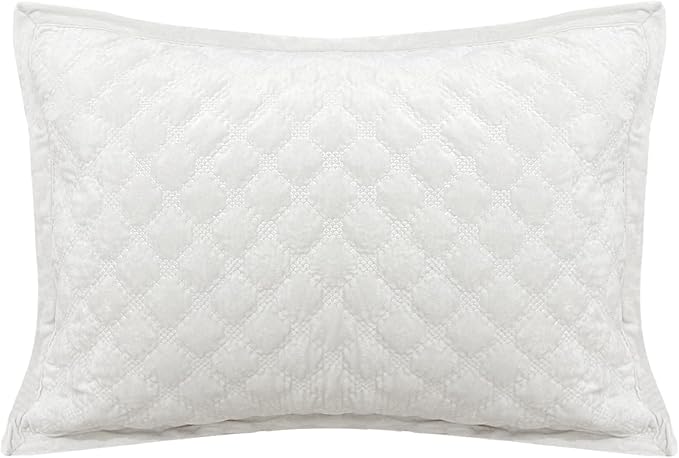Standard Pillowcase 20X26 1 Piece Pillow Cover with Envelope Closure Rectangular Quilted Pillow Case Soft Decorative Texture Pillow Sham for Bed, Ivory White