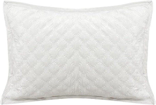 Standard Pillowcase 20X26 1 Piece Pillow Cover with Envelope Closure Rectangular Quilted Pillow Case Soft Decorative Texture Pillow Sham for Bed, Ivory White