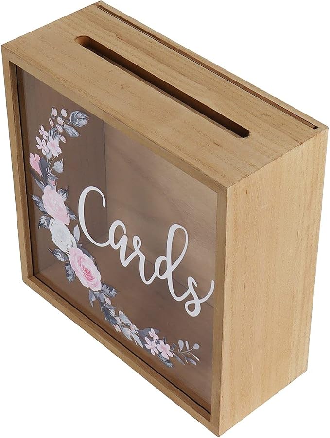 Hanna Roberts Wooden Card Box for Reception, Money Gift Card Box, Card Storage Box for Wedding Decorations and Party Gifts