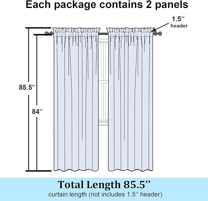 Simplebrand Hot Pink Sheer Curtains 84 Inches Long, Light Filtering Rod Pocket Solid Color Window Sheer Curtain Panels, Elegant Curtains & Drapes for Living Room, Bedroom 2 Panels 42" W x 84" L