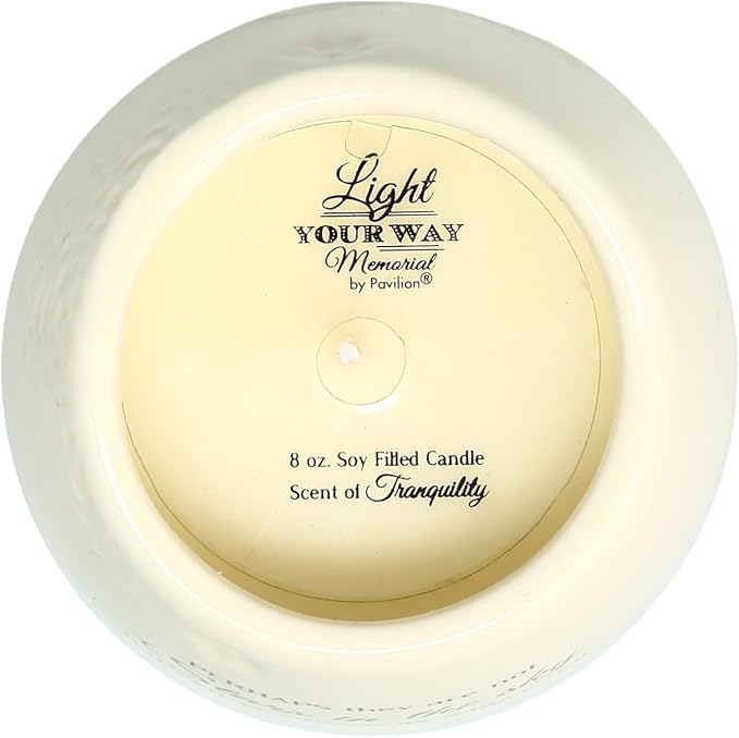 Pavilion Gift Company - Staircase to Heaven 8 oz Bereavement Candle, Memorial Gifts for Loss of Mother Father Friend Loved One, Remembrance, Condolences, Sympathy, 1 Count, Cream