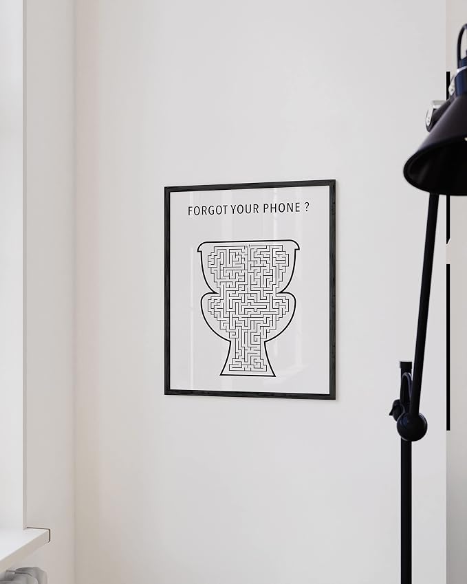 HAUS AND HUES Funny Bathroom Wall Art | Black Framed Toilet Poster, Hilarious Guest Bathroom Sign, Funny Restroom Decor | 12"x16"