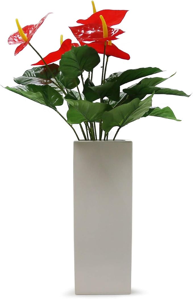 WGV Ceramic Block Vase Bulk, 5" W x 14" H, (Multiple Size/Color Choices) Matte Tall Square Flower Planter Pot, Accents Home Office Tabletop Decor, Ideal Gifts White 6 Pieces (CSB0514WT)