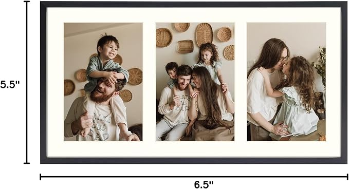 Golden State Art 7x14 Collage Frame w/Mat for 3 4x6 Photos Black 1 Pack