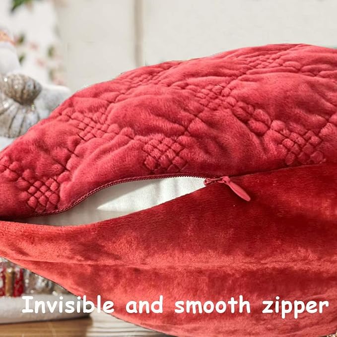 Throw Pillow Cover 14x20 1 Piece Velvet Long Pillowcase Soft Skin-Friendly Decoration Rectangle Pillow Cover for Couch Sofa Home, Red