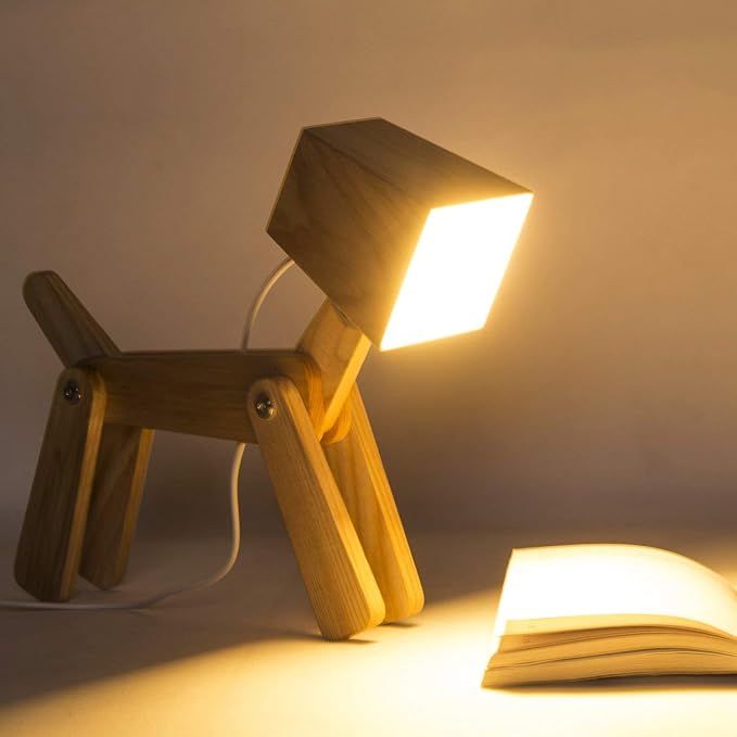 Cool Decorative Reading Floor Lamp and Cute Dog Lamp - Wood