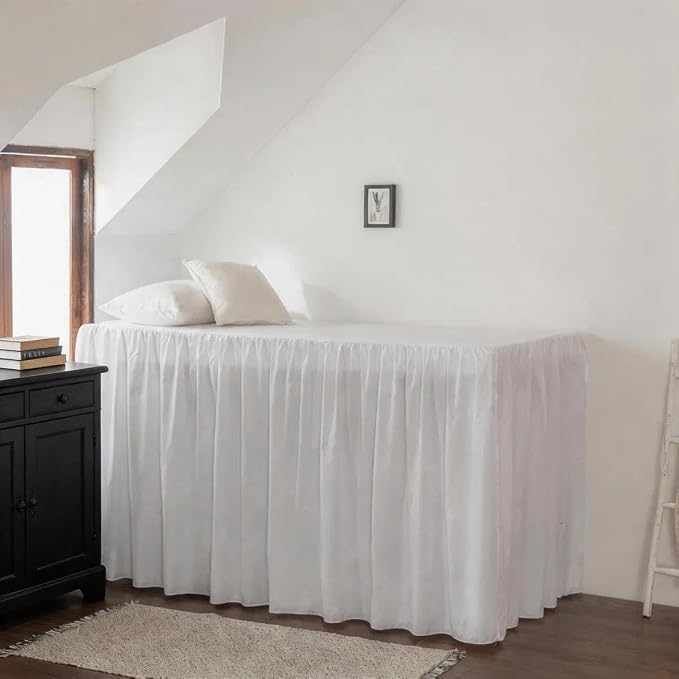 Dorm Bed Skirt Twin XL 42" Drop, College Dorm Room Essentials, White | Extra Long Dust Ruffled College Bedskirt with Split Corners - Easy Fit - Fade & Wrinkle Free - Machine Washable
