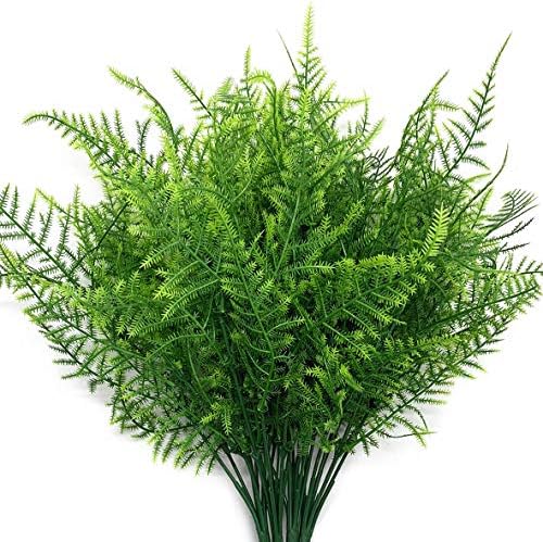 CATTREE Artificial Plants, Plastic Plants Bushes Fern Grass Shrubs Fake Leaves Wedding Home Garden Verandah Table Centerpieces Arrangements Christmas Party Decoration Planting Filler 4 Pcs