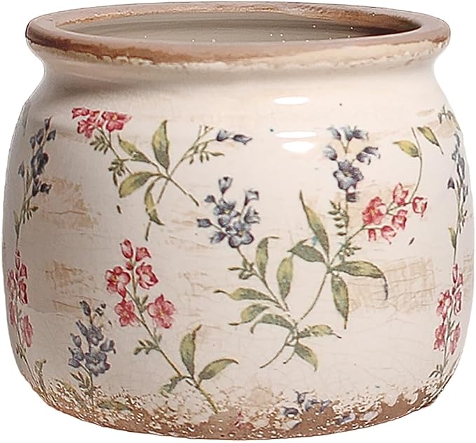 Xiaan Jiaju Flower Pots, Vintage Antique Ceramic Planters for Indoor Plants | 6.29" Decorative Vase & Plant Pots With Drainage, French Country Home Room Decor, Gardening & Housewarming Gifts