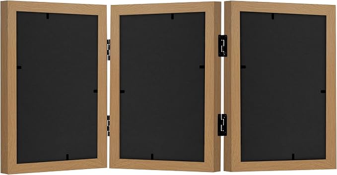 Americanflat 4x6 Hinged Triple Picture Frame - Engineered Wood - Dark Oak