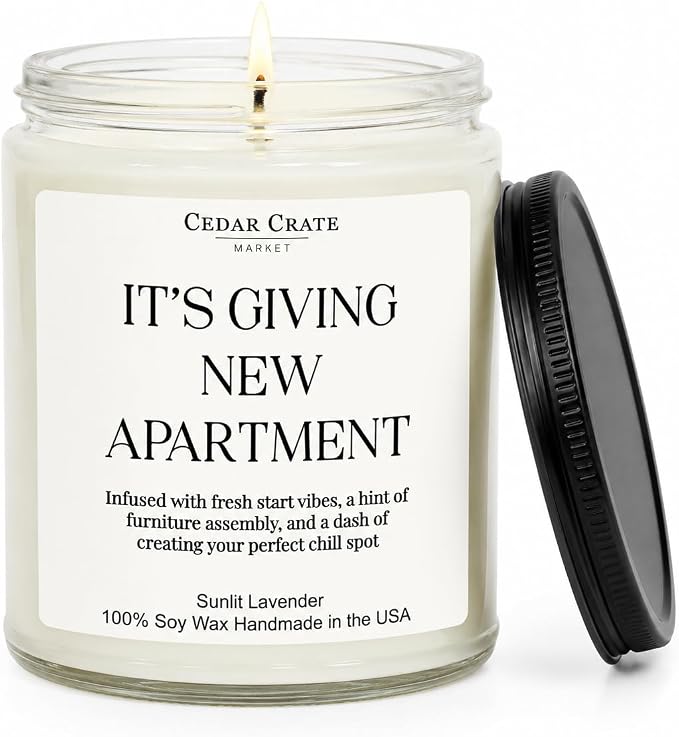 House Warming Gifts New Home – Funny Housewarming Candle for Women, Men, Couples – New Apartment Gift, First Home Present, 100% Soy, Lavender Scent, Cotton Wick, Reusable Jar, Gift Box – Made in USA