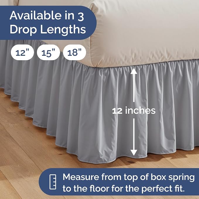 Bedskirt Full Size Ruffle - Ruffled Bed Skirt - 12 Inch Drop - Steel Blue | Bedskirt with Platform, Ultra-Soft Premium Hotel Quality, Wrinkle Free, Fade & Shrink Resistant, for Women, Men, Kids & Teens