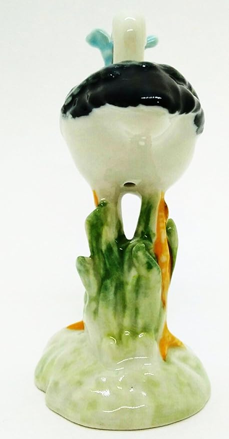 WitnyStore Tiny 3½" High White Stork Bringing Baby in Blue Bundle Figurine - Miniature Hand Made Ceramic Birds Aves Colorful Porcelain Feathered Animals Cute Decorative Collectible Figures Décor Gifts