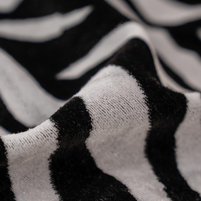 Yangest Black Square Pillow Cover Cut Velvet Zebra Print Cushion Cover Luxury Modern Pillowcover for Couch Living Room Bedroom,18x18 Inch