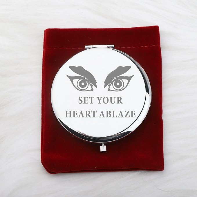 WUSUANED Anime Manga Mirror Inspirational Gift Set Your Heart Ablaze Anime Inspired Gifts Rengoku Slayer Makeup Mirror (Set Your Heart Ablaze Mirror Steel)