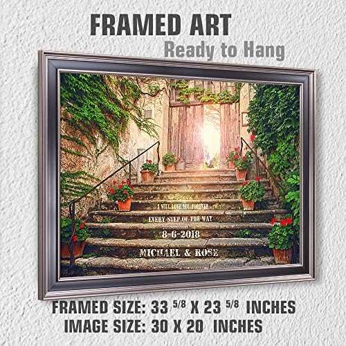 I Will Love You Every Step of the Way Framed Arts with Couple's Names Date and Your Own Message on,Gift for Wedding.With Different Frame Styles Framed Size:33 5/8 x 23 5/8 inches