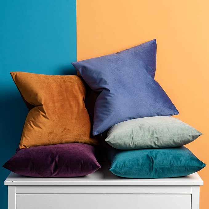 JUSPURBET Decorative Velvet Throw Pillow Covers 18x18 Set of 2,Rust