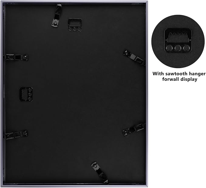 Frametory 11x14 Dark Gray Aluminum Metal Picture Frame Mat for 8x10 Glass