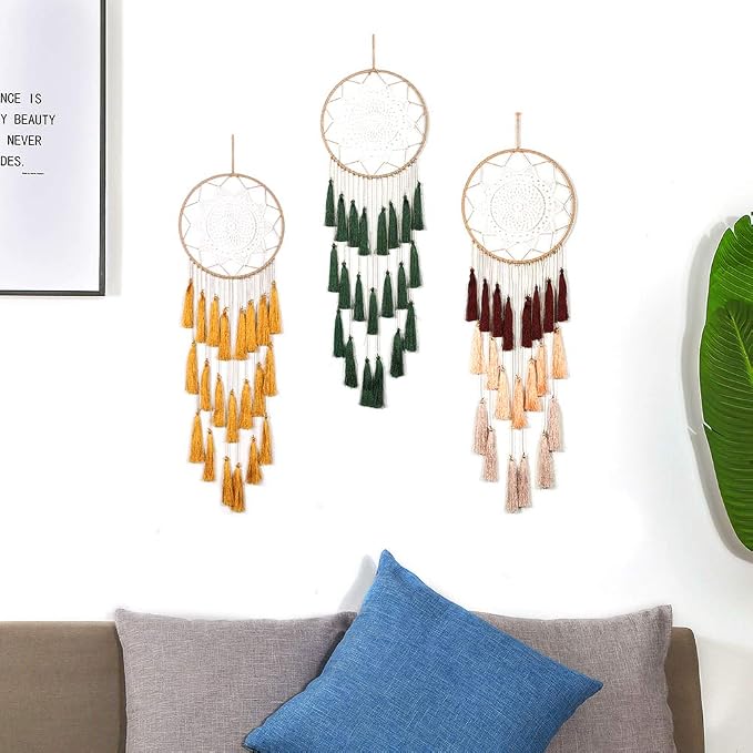 Artilady Macrame Dream Catcher Wall Hanging, Large Boho Green Room Decor