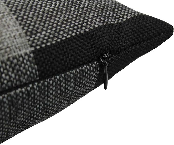 VAKADO 12x20 Inch Pack of 2 Farmhouse Retro Check Plaids Lumbar Throw Pillow Covers Decorative Rectangle Cushion Cases for Sofa Couch Car, Black Grey/Gray