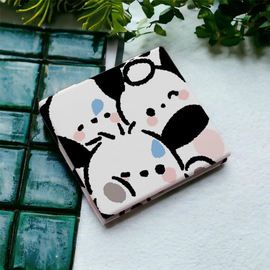 KOZUKI Kitty Compact Mirror Kitty Mirror Pink Compact Mirror Pink Magnifier Mirror Carry Out Mirror Make up Mirror (Purple Pocha)