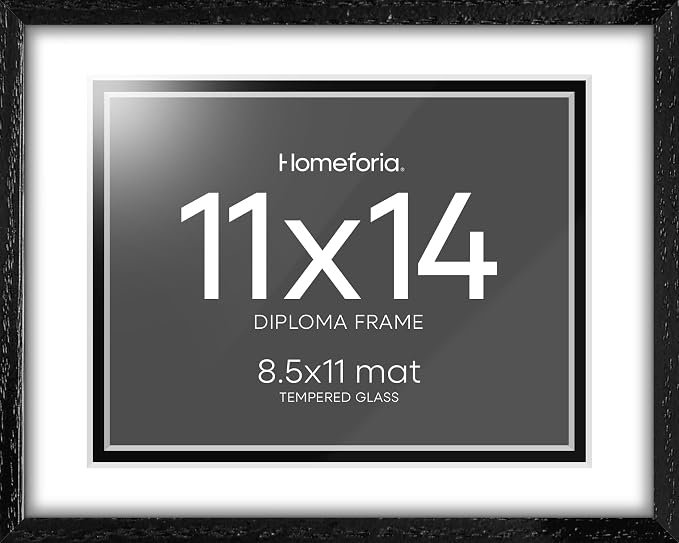 Homeforia 11x14 White Oak Diploma Frame, High-End Wood, 8.5x11 Mat, Glass