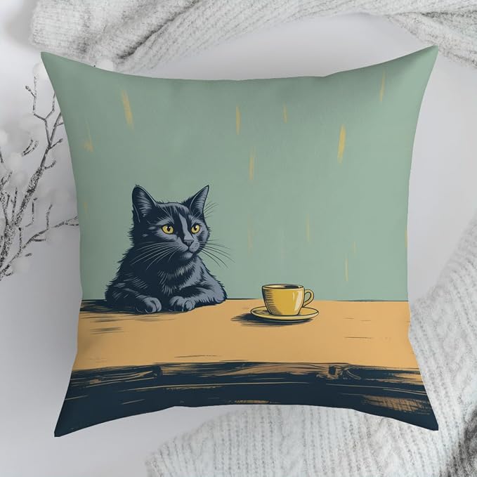 Fokongna Healed Cat Throw Pillow Covers 18 x 18 Home Decor, Art Deco Pillowcase Cushion Cover for Bed Sofa Living Room, Indoor and Outdoor use