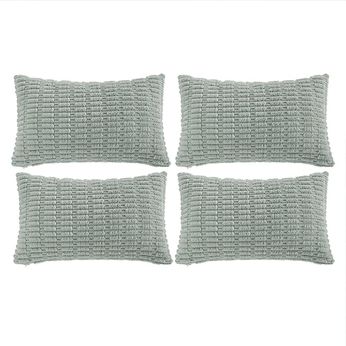 Fancy Homi 4 Packs Decorative Throw Pillow Covers for Living Room Couch Bed, Modern Farmhouse Boho Home Décor Accent Cushion Case, 24" x 12", Grey Blue
