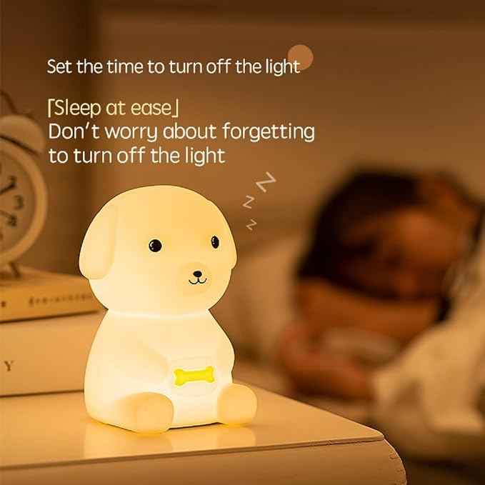 Puppy Night Light Dog Lamp 7 Colors & 2 Brightness 20/40min Timer