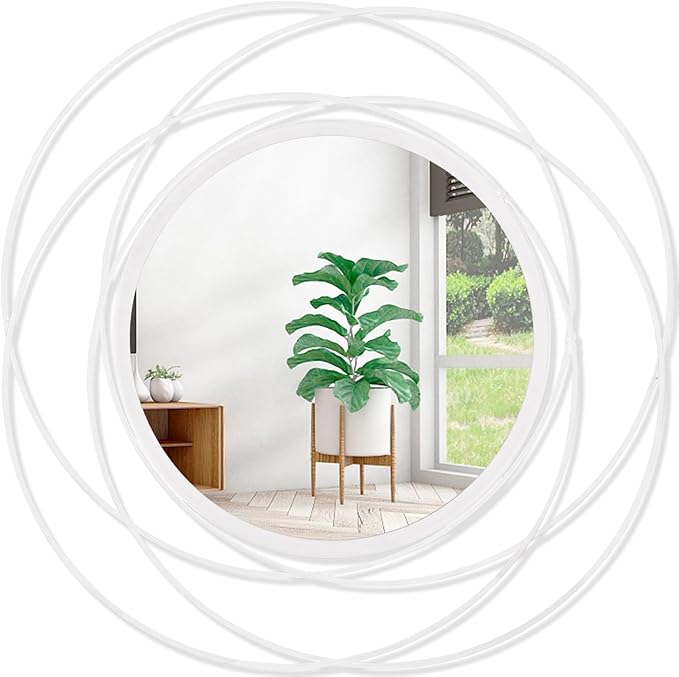 24 inch Round Mirror White, Circle Wall Mirror for Bathroom Vanity,Large Circle Mirror for Wall Decor, for Living Room Bathroom Bedroom Hallway Balcony Vanit
