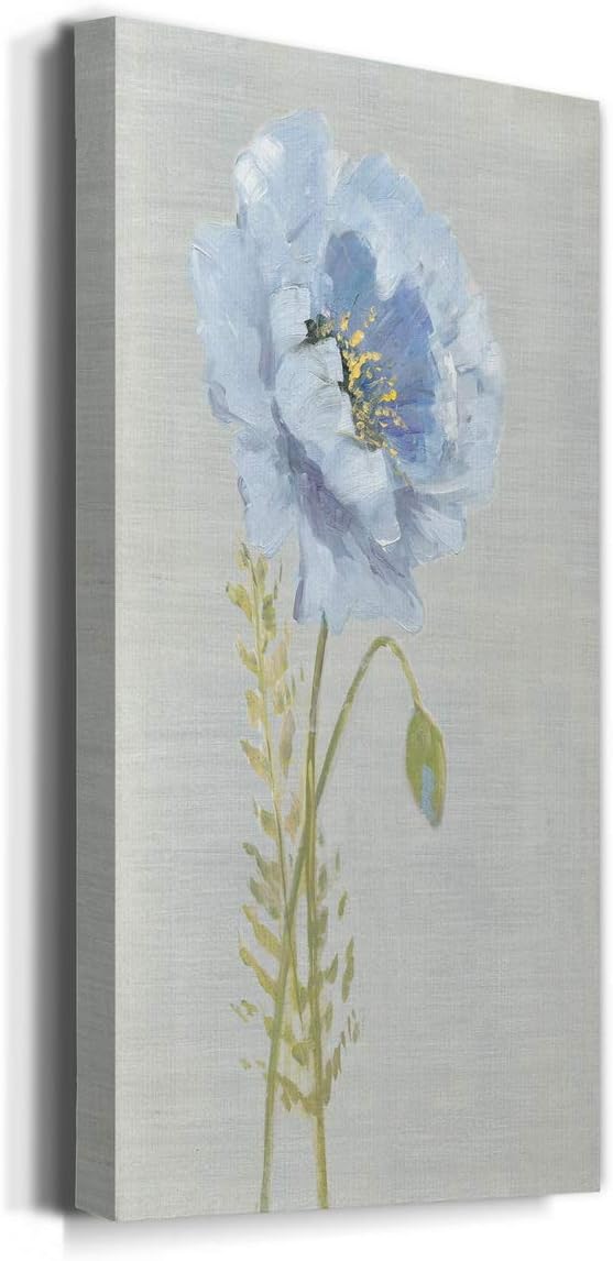 Renditions Gallery Canvas Floral Wall Art Nature Paintings & Prints Premium Jardin Bleu Modern Romantic Artwork Canvas Botanical Decorations for Bedroom Office Kitchen - 20"x40" LT43