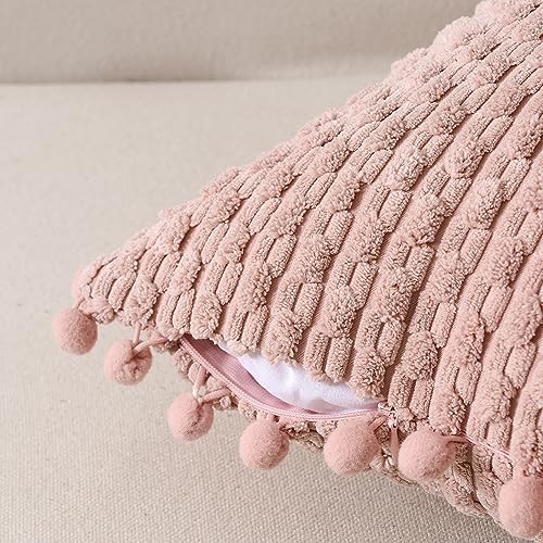 Fancy Homi 2 Packs Dusty Pink Decorative Throw Pillow Covers 12x20 Inch for Couch Bed Sofa, Modern Farmhouse Boho Home Decor, Soft Cute Plush Corduroy Cushion Case 30x50 CM