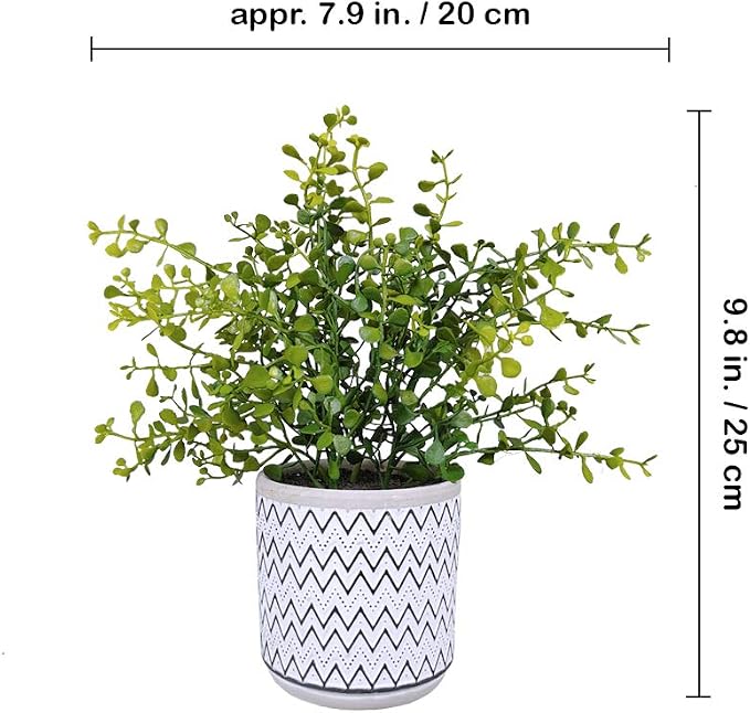 Winlyn 2 Pack Small Potted Eucalyptus Plant Artificial Plants Green Boxwood Rosemary Greenery in Modern Concrete Plant Pots