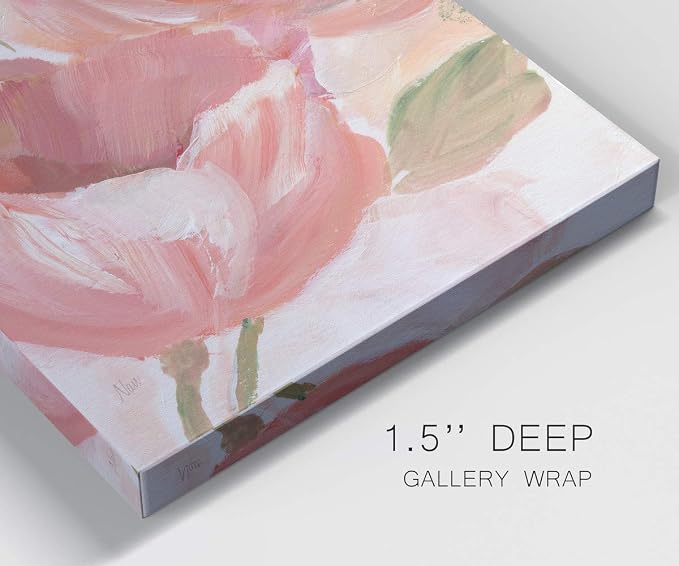 Renditions Gallery Canvas Floral Wall Art Home Paintings & Prints Pink Blooming Flowers Romantic Modern Vibrant Wall Hanging Decorations for Bedroom Office Kitchen - 8"x16" LT43